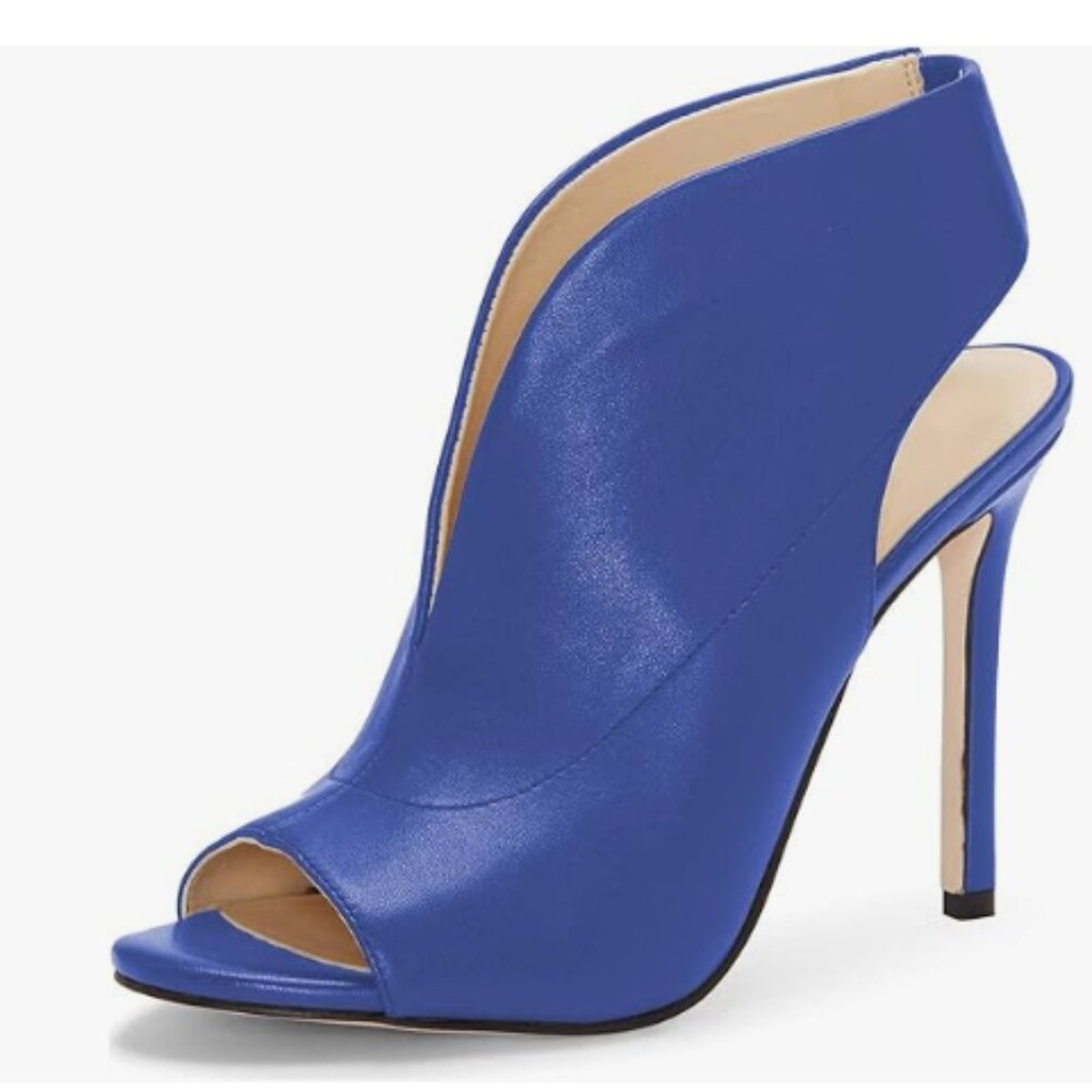 YDN Royal Blue Chic Slingback Peep Toe Stiletto High Heel Sandals Ankle Boots